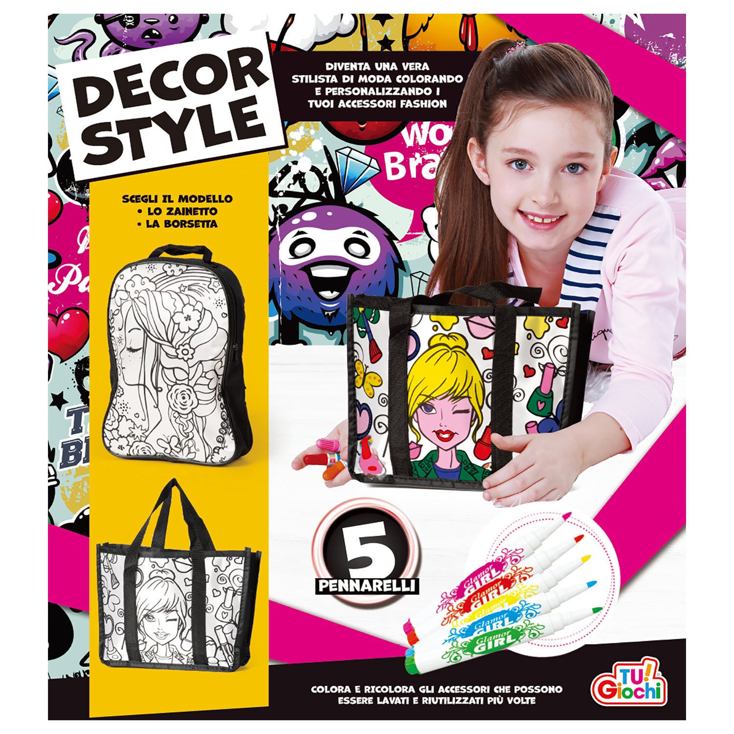 TU GIOCHI - Decor Style - 5 pennarelli colorati per iniziare subito a creare